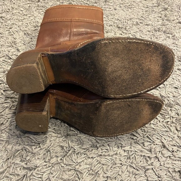Frye Women's Chestnut Leather Heeled Boots - Picture 13 of 16